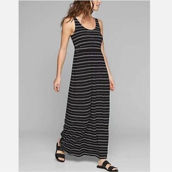 Athleta Striped Empire Waist Sleeveless Tank Maxi Dress L - Picture 1 of 6